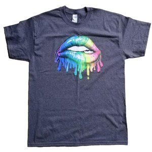 Rainbow Dripping Lip Graphic T-shirt - New